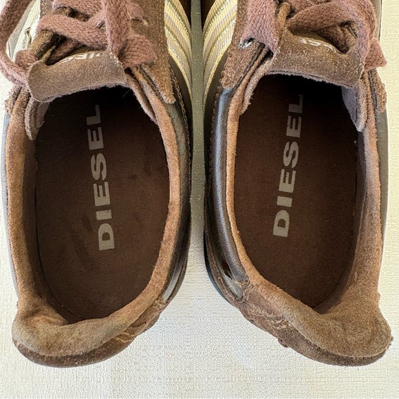 Y2K Vintage DIESEL CHEJU 78 Brown Women's Leather Sneakers Shoe Size 7.5 - Picture 10 of 13